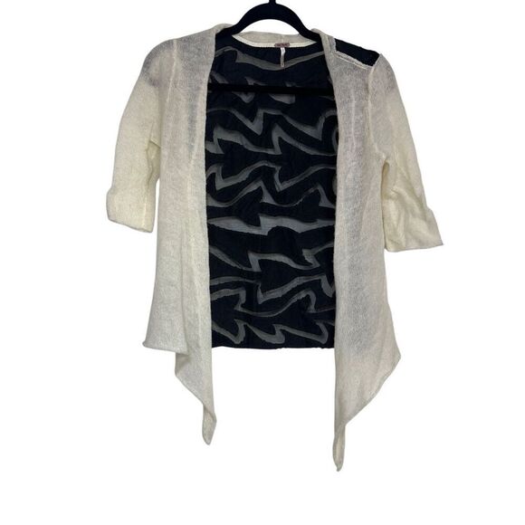 Free People Cardigan Sweater Womens Size XS Cream Knit Open Front Wool Blend - Picture 1 of 9